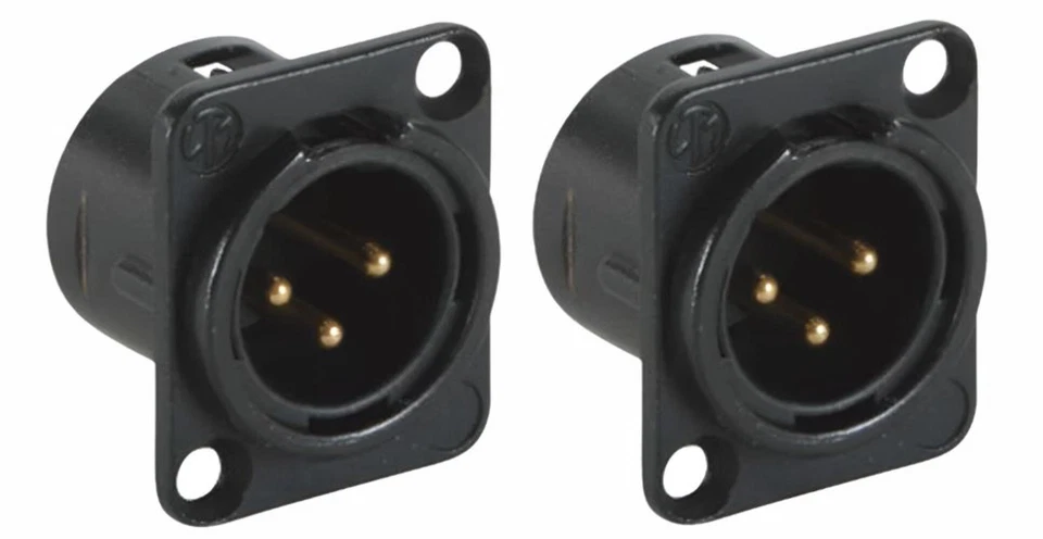 (2) Genuíno Neutrik NC3MD-L-B-1 3 pinos XLRM montagem em painel preto/dourado com copos de solda - Imagem 1 de 1