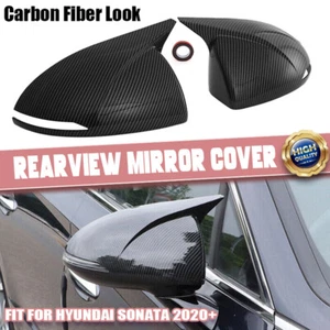 For Hyundai Sonata DN8 20-UP Mirror Cover Side Cap Mirror Shell Trim Carbon Look - Picture 1 of 10