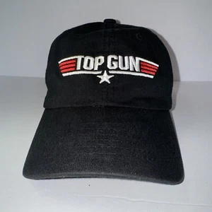 Top Gun Slideback Hat Black OSFM Adjustable Embroidered Vented Holes 6 Panel - Picture 1 of 5