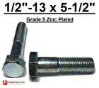 1/2-13 x 5-1/2" Hex Bolt Zinc Plated Grade 5 Cap Screw Coarse Partial Thread