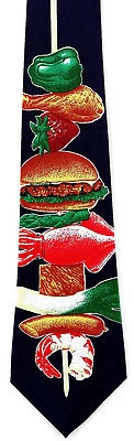 Corbata de comida Shish Kabob para hombre hamburguesa camarones verduras salchicha barbacoa regalo  Foto 1 de 2