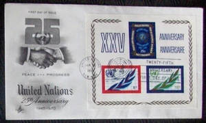 Set of 4 FDC 25th ANNIVERSARY OF United Nations, NY 6/1970. - Picture 1 of 3