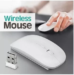 Weiße ultraflache dünne kabellose Maus Mäuse für PC Laptop Windows Apple Macbook - Bild 1 von 4