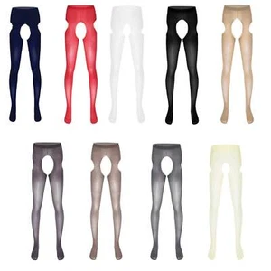 Men Crotchless Pantyhose Stretchy Tights Lace Trimming Stockings Hosiery Pants - Picture 1 of 91