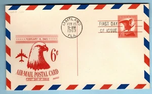 GTSTAMPS US FDC #UXC4 Fleetwood 1963 Maitland FL Airmail Card Eagle - Picture 1 of 1