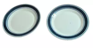 Mainstays~Casual Banded Blue Dinner Plates 2 Pc Set - Picture 1 of 5