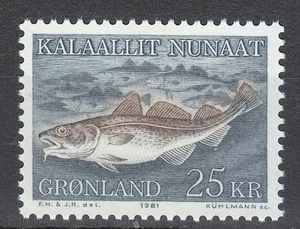 Greenland 1981 Mi 129 Sc 140 MNH Greenland Codfish Gadus Ogac Cod fish ** - Picture 1 of 1