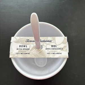 NEW! Tommy Bahama White Melamine Crackle Bowl With Spoon Salsa Dip - Picture 1 of 4