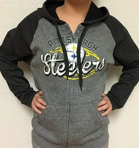 Women's Pittsburgh Steelers Majestic Gray Full-Zip Hoodie  - Picture 1 of 3