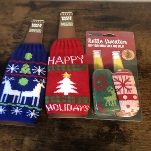 Christmas  bottled sweaters for your cold beverages Lot Of 4 - Picture 1 of 3