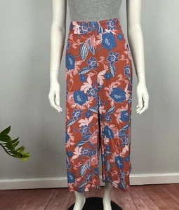 Pantalón Capri Culottes Pierna Ancha Target Talla 16 Azul Naranja Bolsillos Florales - Imagen 1 de 14