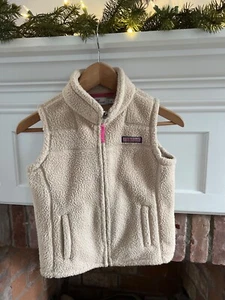 VINEYARD VINES Girls Sherpa High Pile Vest Full Zip small 7-8 camel tan - Picture 1 of 3