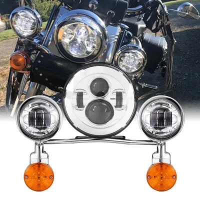 7" LED Headlight + 4.5" Passing Lights For Yamaha Road Star XV 1700 Silverado - Image 1 of 4