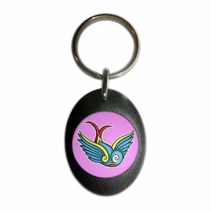 Swallow Plastic Oval Key Ring (43mm x 32.5mm) - Picture 1 of 10