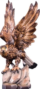 AQUILA REALE CM 16 ALI APERTE SCOLPITA IN LEGNO DELLA VALGARDENA DECORATA A MANO - Picture 1 of 1