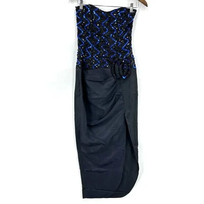 Vestido Largo Gunne Sax Por Jessica McClintock De Colección Sin Tirantes Noche Lentejuelas Negro 5 Foto 1 de 4