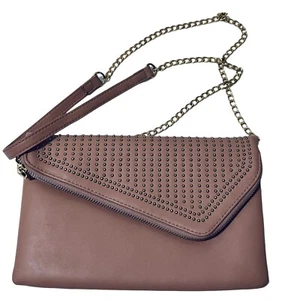 MMS Design Studio Crossbody Clutch Rose Beige Magnetverschluss Nieten Klappe - Bild 1 von 8