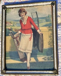 John Bradshaw Crandall The Sport Model Woman Golf Antique Car Knapp Corp. Print - Bild 1 von 8