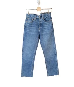 RE/DONE 24 hohe Knopfleiste roher Saum Herd Pfeife Jeans Damen - Bild 1 von 13
