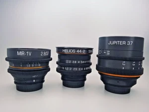 58mm, 135mm, 37mm Mir-1b Jupiter-37 Helios 44 Cinema Rehouse Lens Canon EF Mount - Picture 1 of 12
