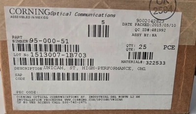 Corning 95-000-51 UniCam® Connector, ST® compatible  62.5 µm multimode (OM1) - Image 1 of 2