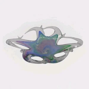 Plato de cristal de Murano vintage baratija decoración artística Italia 9" de ancho - Imagen 1 de 3