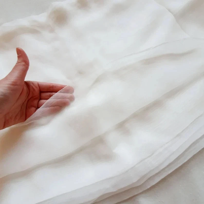  OEKO-TEX® 100% mulberry silk lightweight chiffon 54" natural fabric - 2 yards - Image 1 of 4