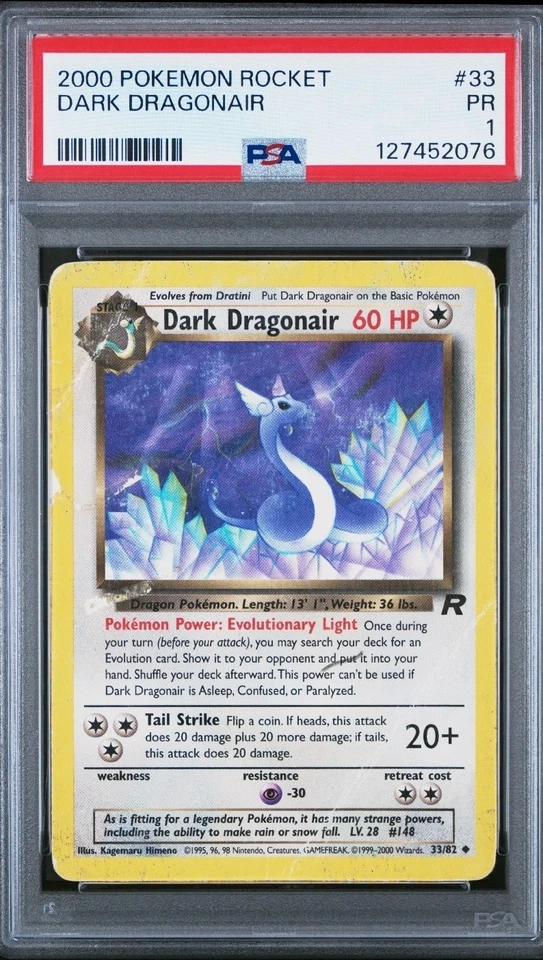 PSA 1 Dark Dragonair 33/82 Team Rocket Unlimited WOTC Pokemon Card - Image 1 of 1