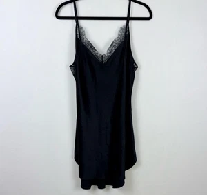 Victoria's Secret Satin Slip Dress NightgownSexy Black Lace Women's Size Large - Picture 1 of 9