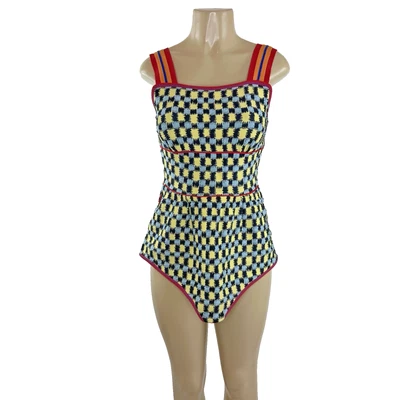 Топ безрукавка Marni весна лето 2018 подиум размер S желтые красные боковые прорези пеплум - Изображение 1 из 4