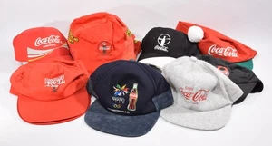16x vintage COCA-COLA MÜTZEN und Kappen Set Reklame Werbung Limonade Barcelona92 - Bild 1 von 8