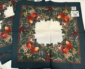 Vintage 6 (neu) Herbst Ernte Opulenz Obst Blume Quadrat Stoff Abendessen Servietten - Bild 1 von 5