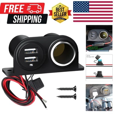 Tomada USB dupla para isqueiro soquete divisor 12V 4.2A carregador de carro energia... - Imagem 1 de 4