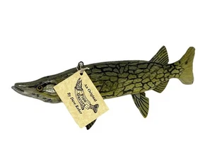 Dave Kober Hand Carved 9” Chain Pickerel Fish Decoy with Original Tag CE-06 - Picture 1 of 11