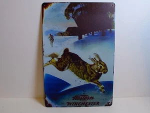 Winchester Western Rabbit Hunting Tin Sign 12x8 Rustic Wall Decor - Picture 1 of 3