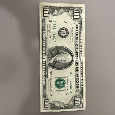 Lightly Circulated $100 bill (One Hundred Dollar Bill) - Series 1977 - Image 1 of 2