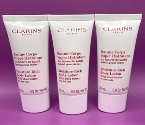 3 x 30ml CLARINS Moisture-Rich Body Lotion SHEA BUTTER Dry Skin 90ml TOTAL - Picture 1 of 1