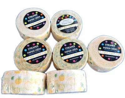 7 Pineapple Streamers Crepe Luau Birthday Party Decorations 80 feet Each (B64) - Image 1 of 3