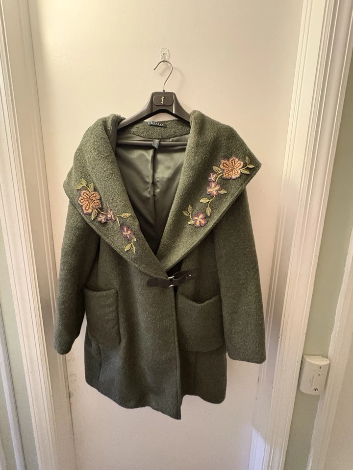 Casaco de lã verde madeira Lauren Ralph Lauren com acabamento bordado aplique - Imagem 1 de 4