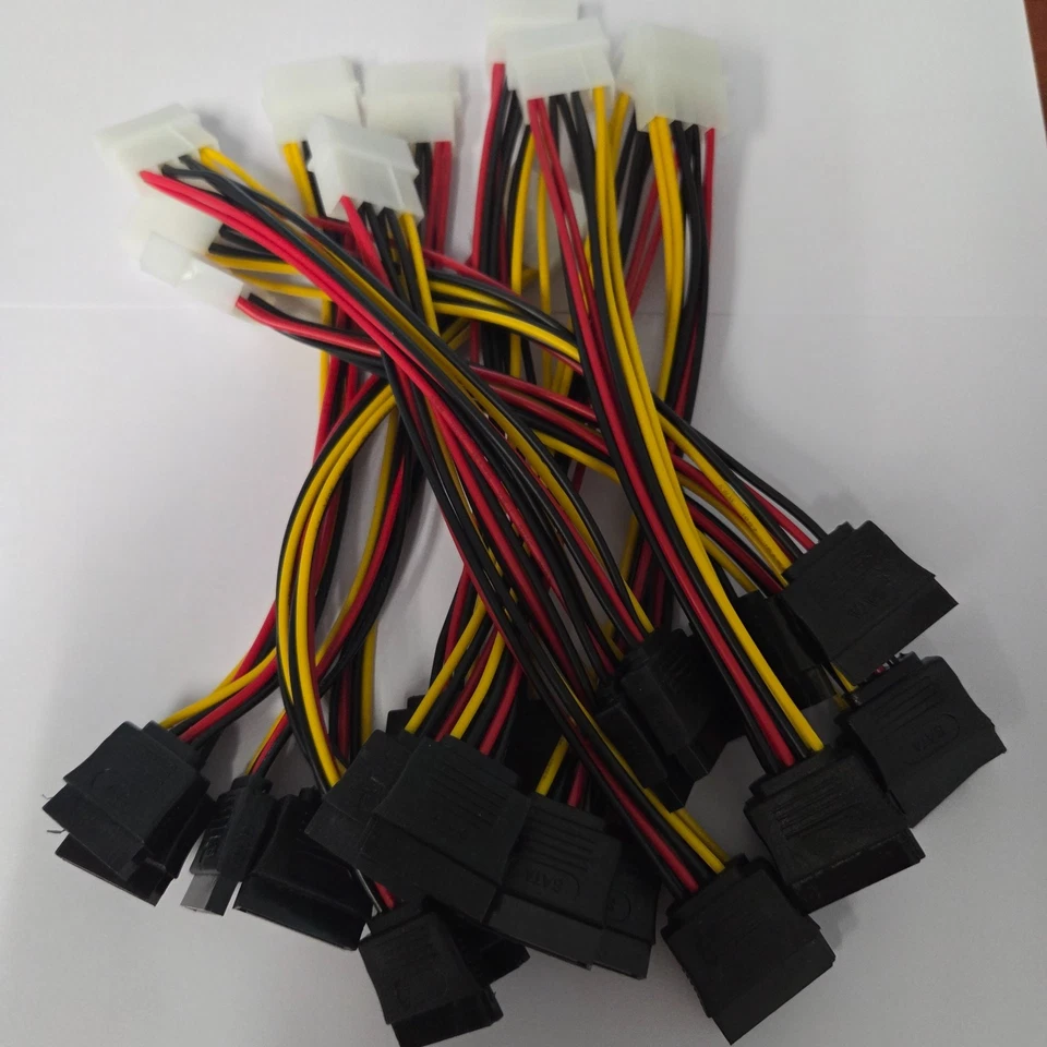 Lote de 10 machos fêmea 4 pinos adaptador de unidade de alimentação cabo para Molex IDE SATA - Imagem 1 de 4