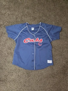 Chicago Cubs Jersey Women XL Extra Large Lady Slugger Button Up Baseball - Picture 1 of 6