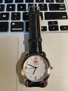 Vintage USA Olympia Uhr mit schwarzem Lederband (NEU) - Bild 1 von 1