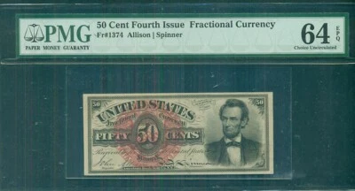 50¢ Fractional Currency, Fr. #1374, PMG Grade 64EPQ Choice UNC - Image 1 of 2