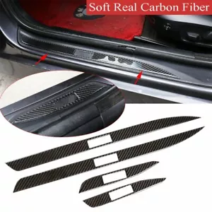4*Carbon Fiber Outer Door Sill Guard Plate Trim For BMW 3 Series E90 E92 2005-12 - Picture 1 of 12