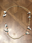 Vintage Miriam Haskell Lucite Turquoise &amp; Coral Tone Beaded Long Necklace Nice!