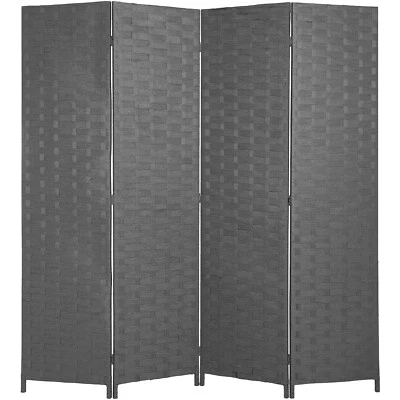 4-панельный комнатный разделитель, деревянная сетка тканый дизайн складной портативный комнатный разделитель экрана - Изображение 1 из 2