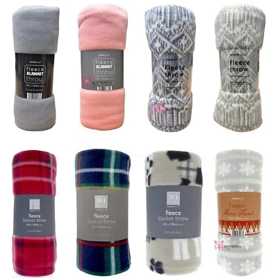 Fleece Throw Blanket 120x150cm Soft Warm Single Tartan Check Sofa Bed Travel Car - Image 1 of 4