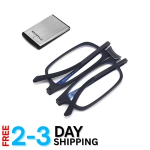Ultra-Thin Folding Reading Glasses with Stylish Metal Case - 1.5x Magnification - Picture 1 of 8