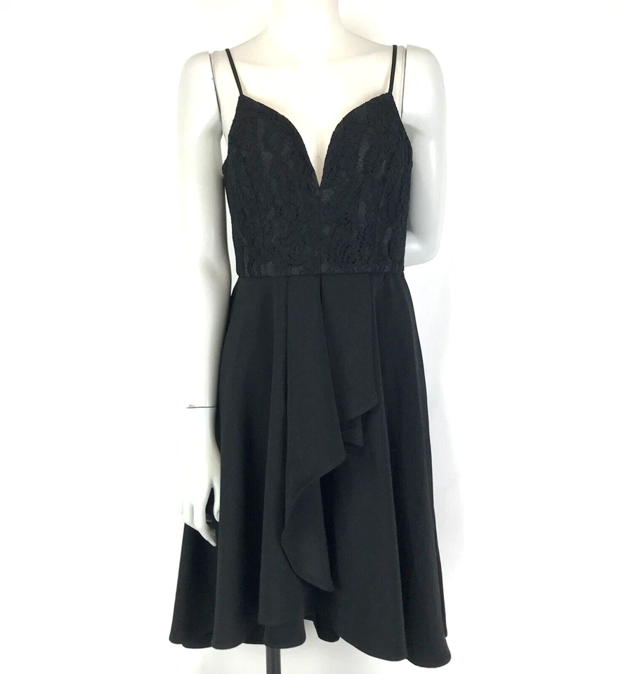 Pilgrim Dress Black Size 12 Lace Spaghetti Straps A Line Cocktail Party Women's - image 1 of 4