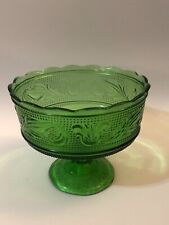 Vintage E.O. Brody Green Glass Pedestal Compote Candy Dish